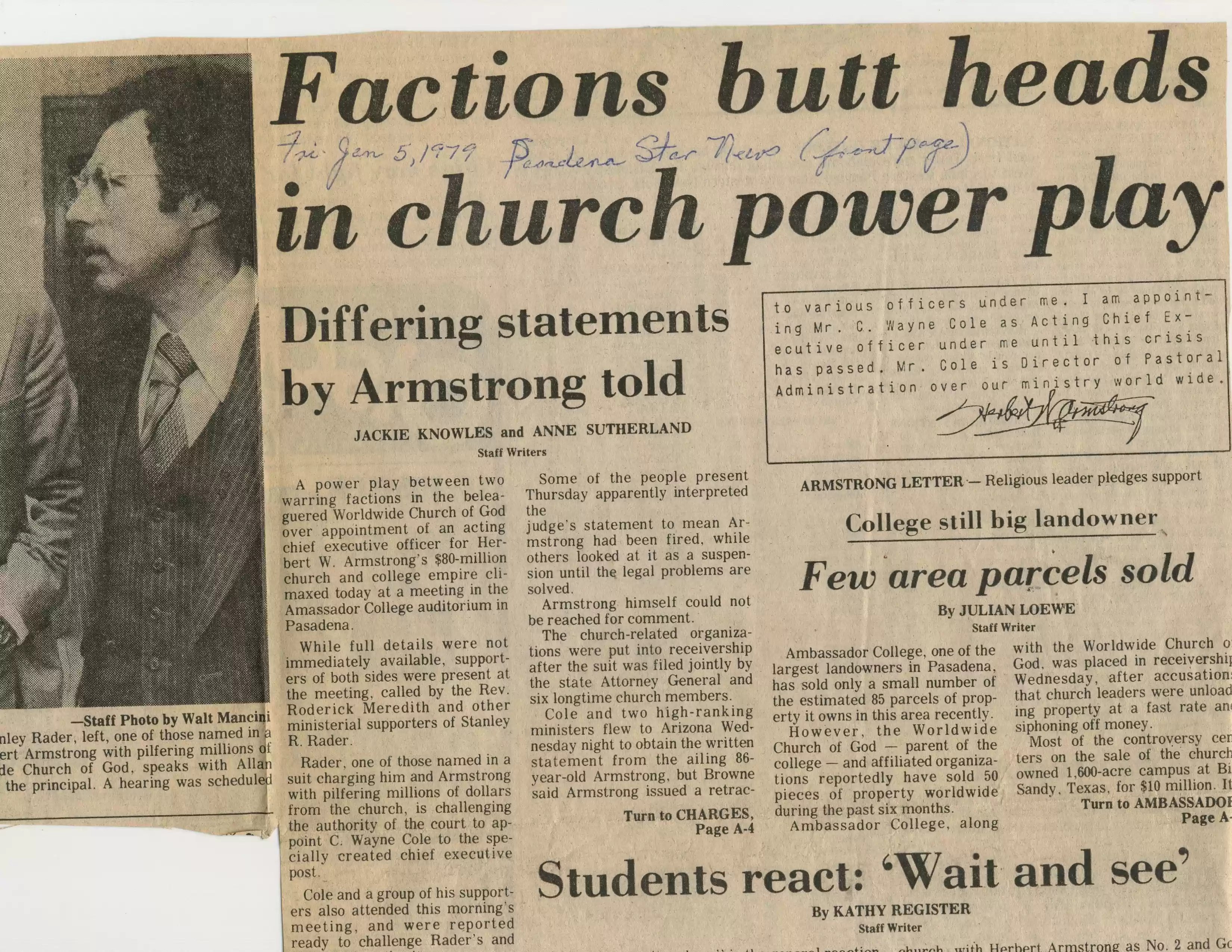 1. Pasadena Star News, 1-5-79